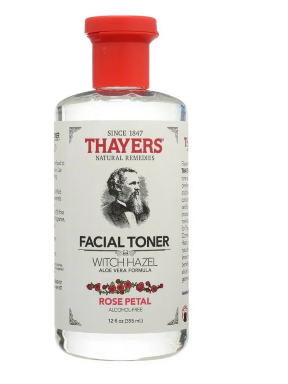 Thayers Rose Petal Witch Hazel Facial Toner - Red Cap, Clear Bottle